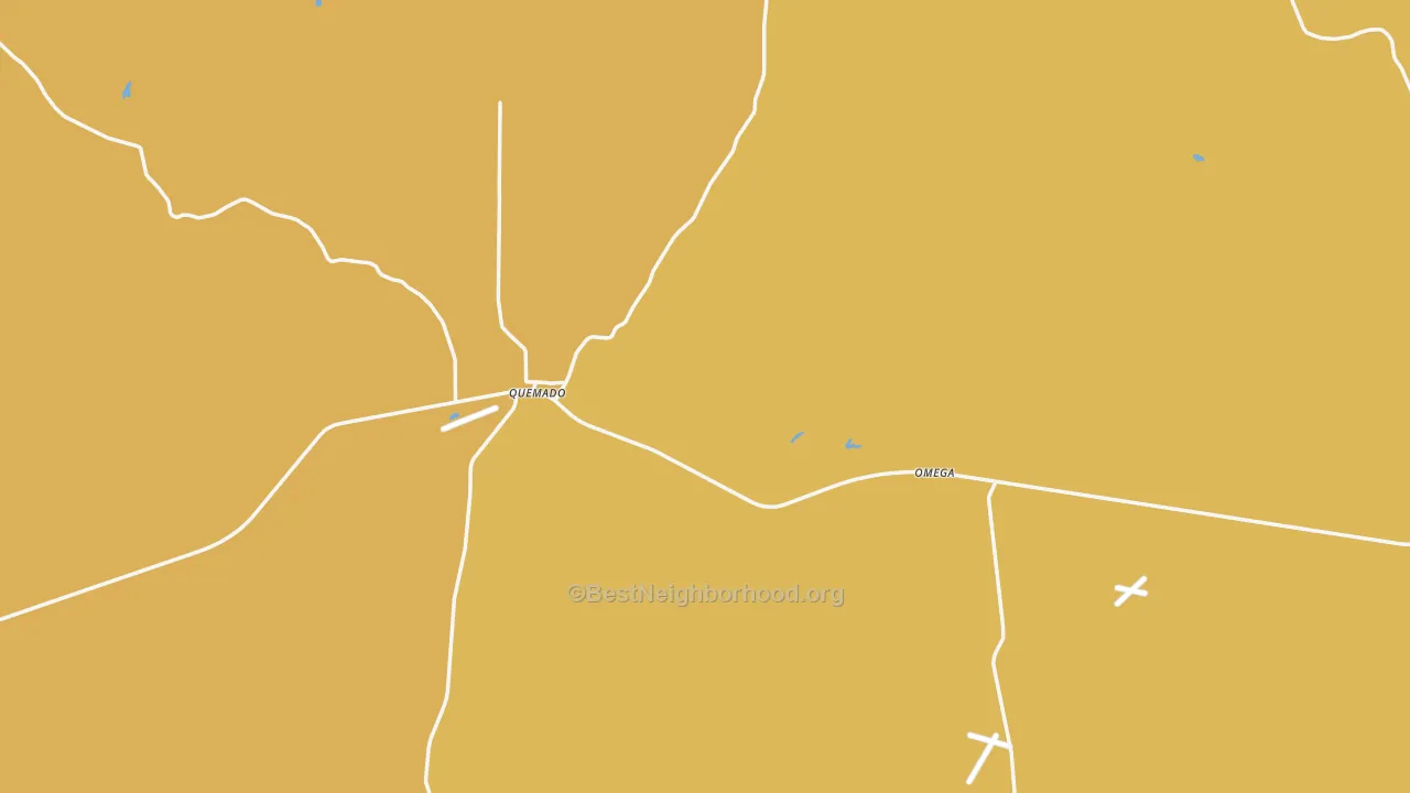 Map of the best neighborhoods in the Quemado area, with better matches in green and worse matches in red