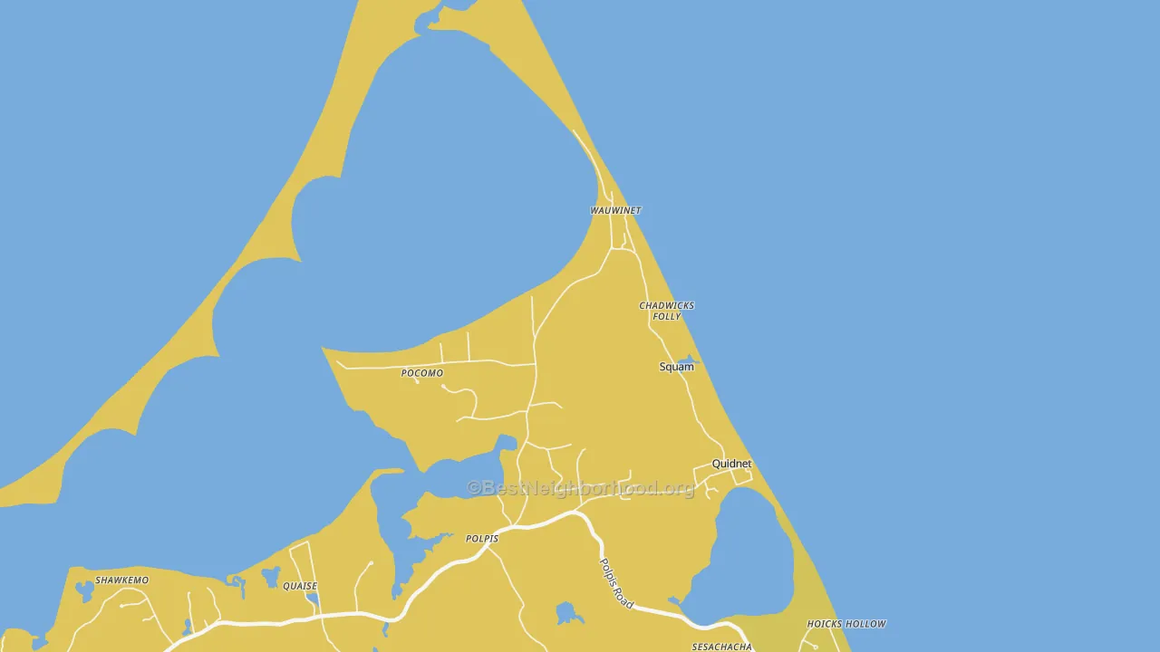 Map of the best neighborhoods in the Quidnet area, with better matches in green and worse matches in red