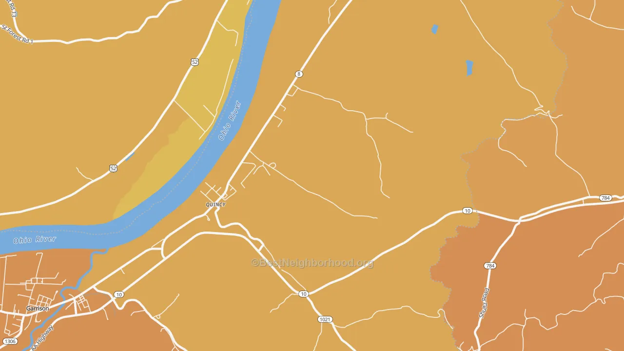 Map of the best neighborhoods in the Quincy area, with better matches in green and worse matches in red