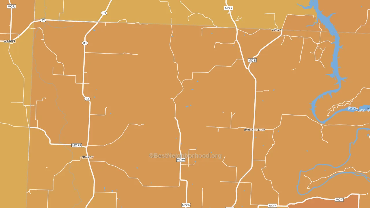 Map of the best neighborhoods in the Quincy area, with better matches in green and worse matches in red