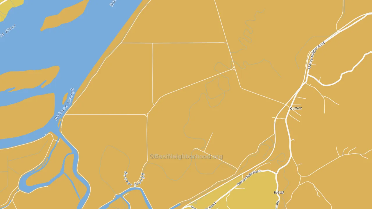 Map of the best neighborhoods in the Quincy area, with better matches in green and worse matches in red