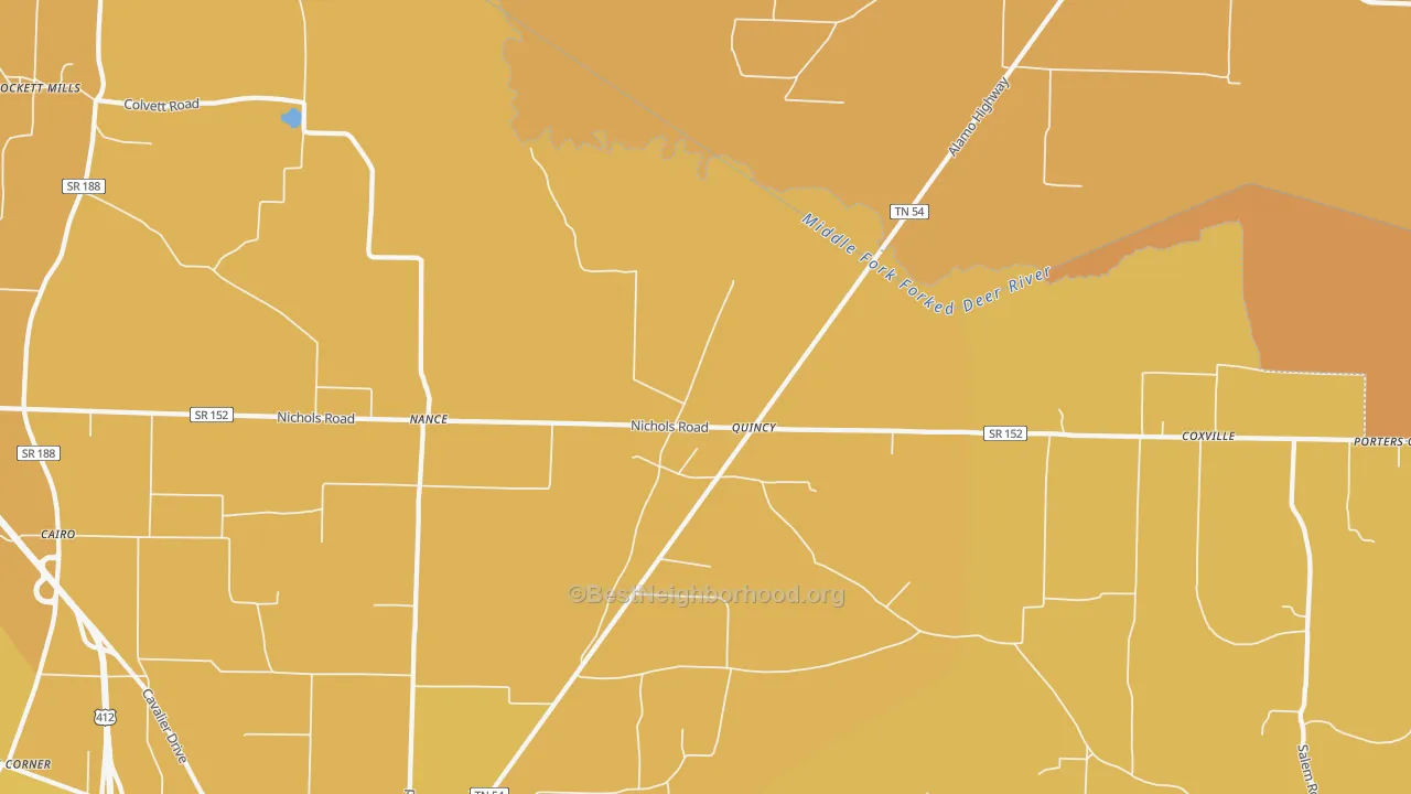 Map of the best neighborhoods in the Quincy area, with better matches in green and worse matches in red
