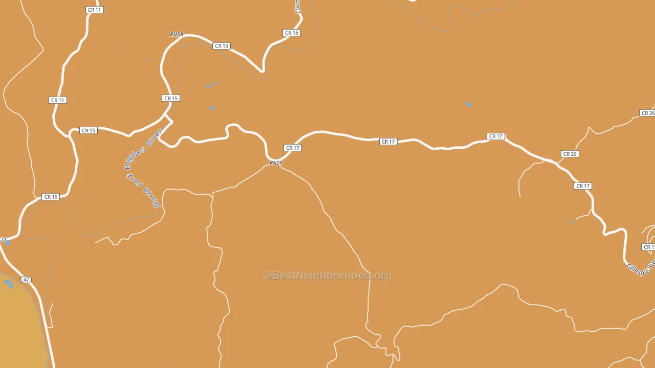 Map of the best neighborhoods in the Racy area, with better matches in green and worse matches in red