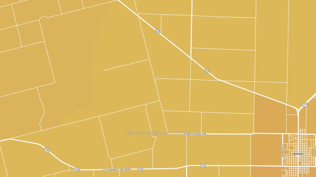 Map of the best neighborhoods in the Radium area, with better matches in green and worse matches in red