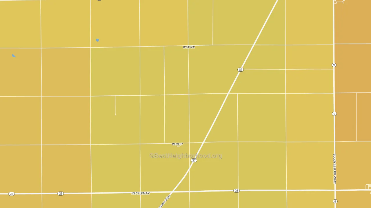 Map of the best neighborhoods in the Radley area, with better matches in green and worse matches in red
