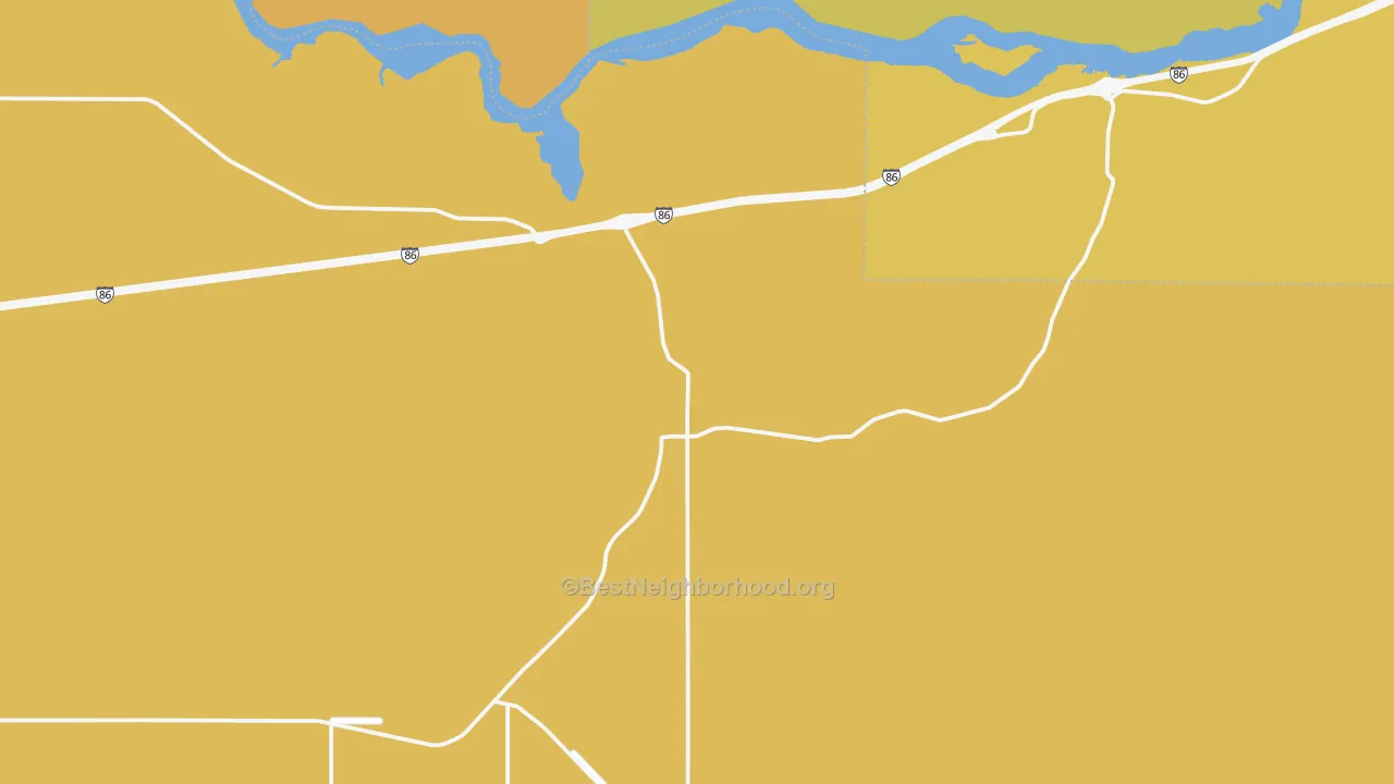 Map of the best neighborhoods in the Raft River area, with better matches in green and worse matches in red