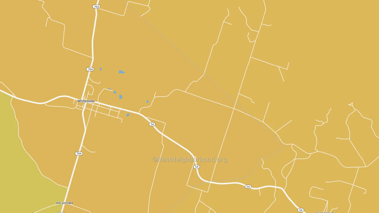 Map of the best neighborhoods in the Ralph area, with better matches in green and worse matches in red