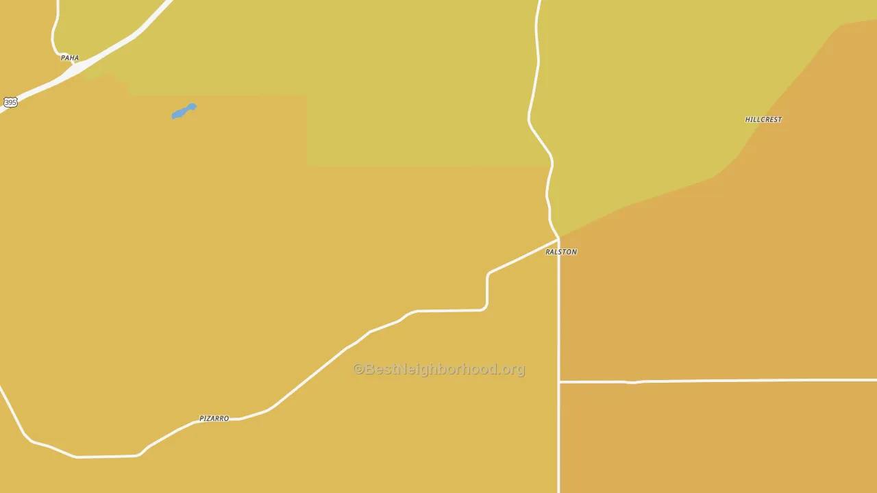 Map of the best neighborhoods in the Ralston area, with better matches in green and worse matches in red