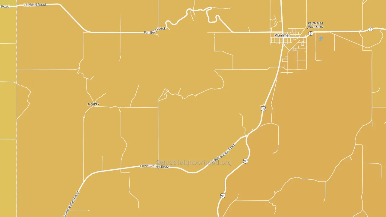 Map of the best neighborhoods in the Ramsdell area, with better matches in green and worse matches in red