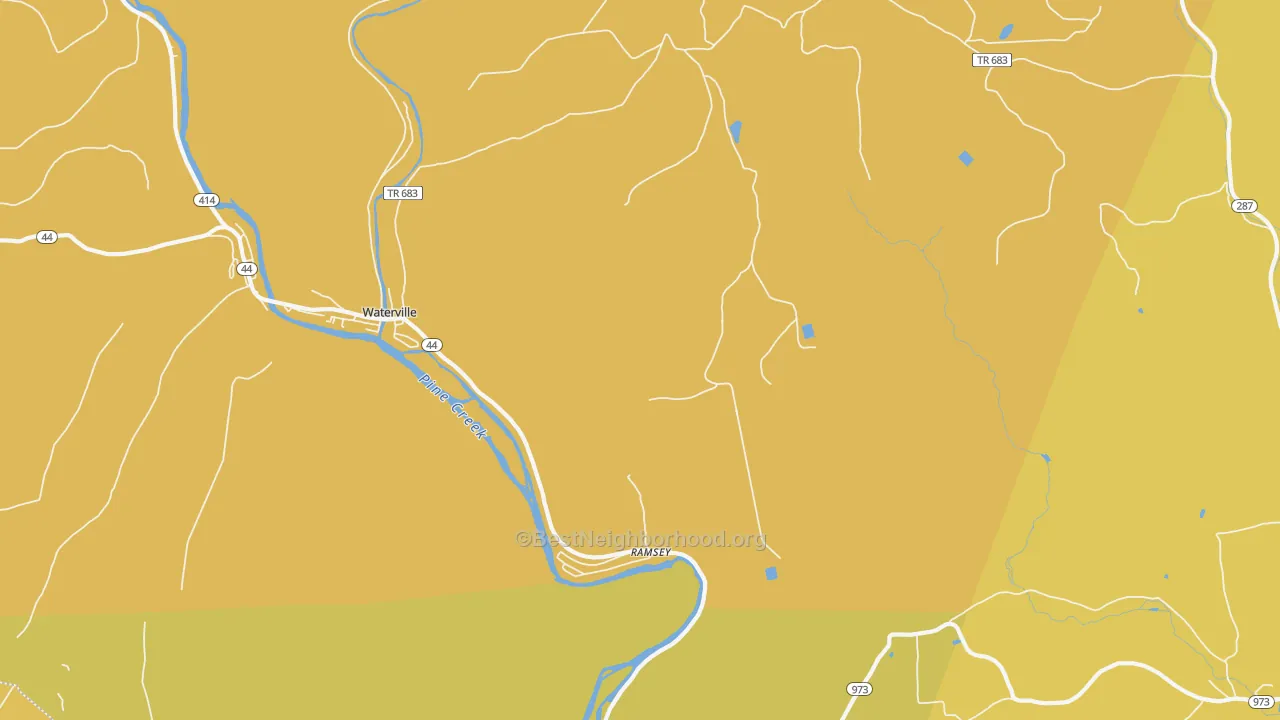 Map of the best neighborhoods in the Ramsey area, with better matches in green and worse matches in red