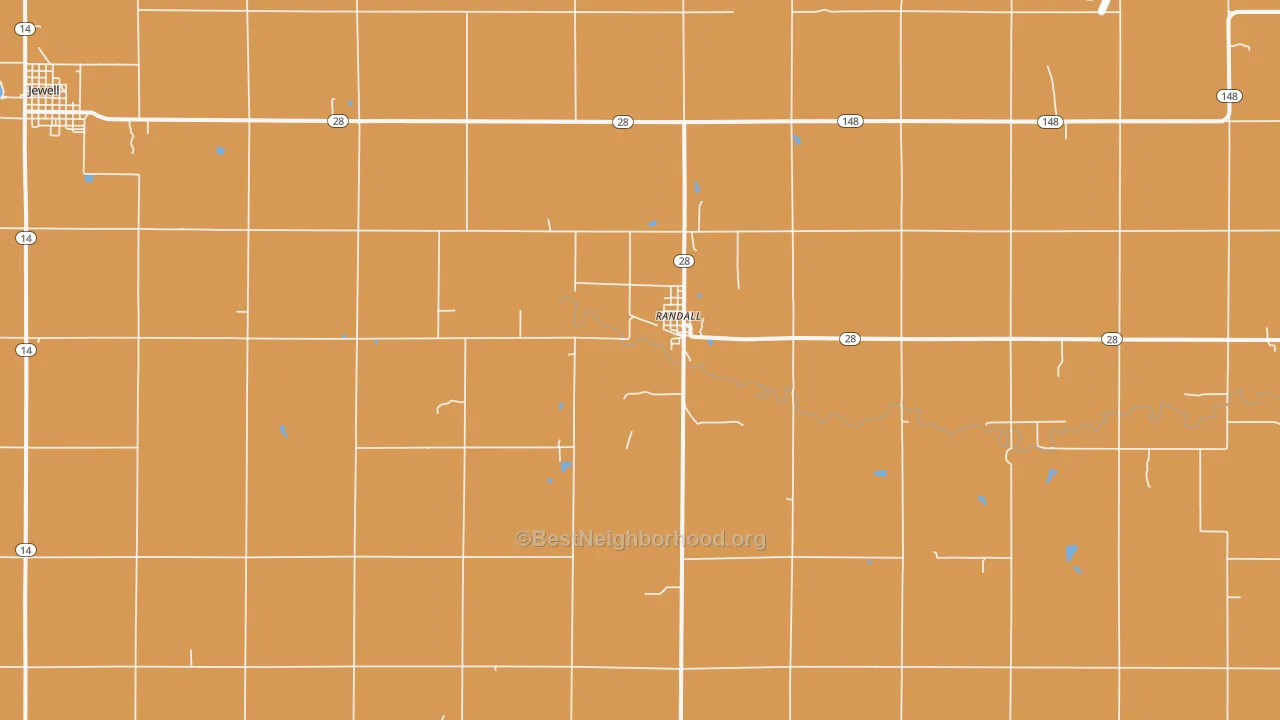 Map of the best neighborhoods in the Randall area, with better matches in green and worse matches in red