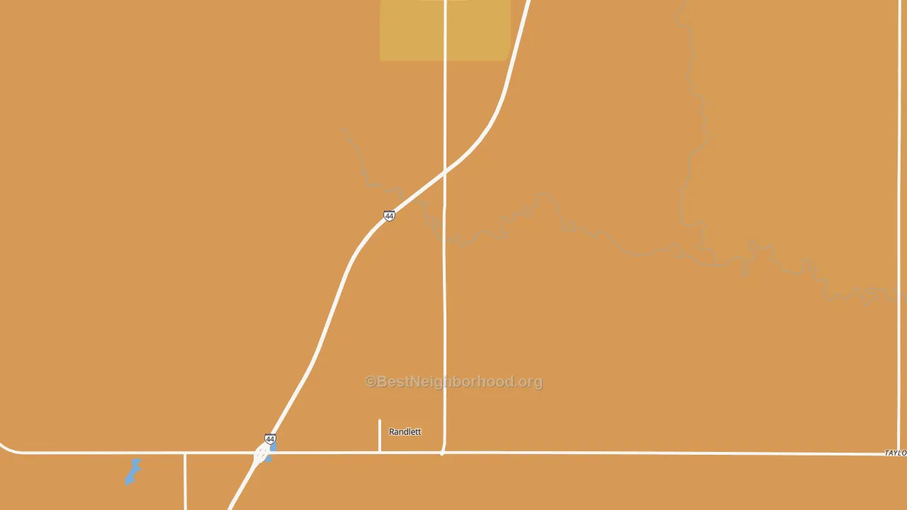 Map of the best neighborhoods in the Randlett area, with better matches in green and worse matches in red