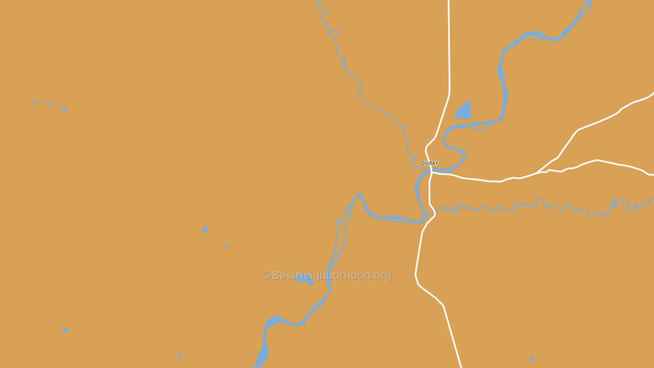 Map of the best neighborhoods in the Randlett area, with better matches in green and worse matches in red