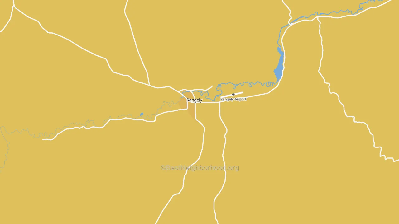 Map of the best neighborhoods in the Rangely area, with better matches in green and worse matches in red
