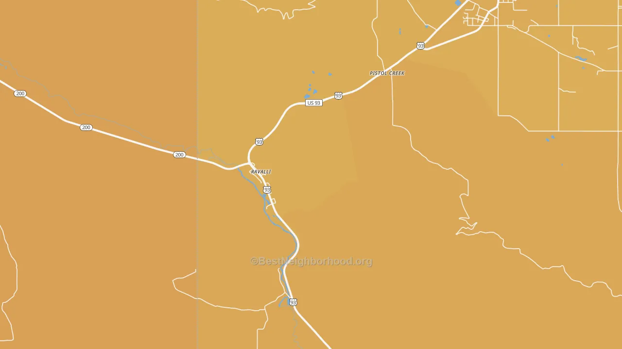 Map of the best neighborhoods in the Ravalli area, with better matches in green and worse matches in red