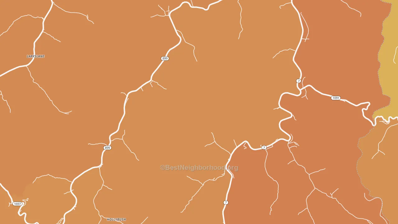 Map of the best neighborhoods in the Raven area, with better matches in green and worse matches in red