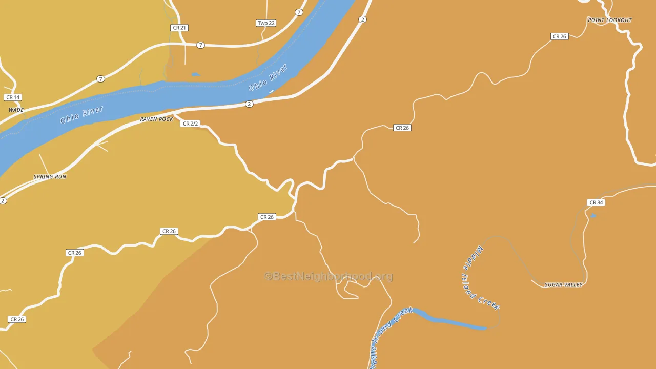 Map of the best neighborhoods in the Raven Rock area, with better matches in green and worse matches in red