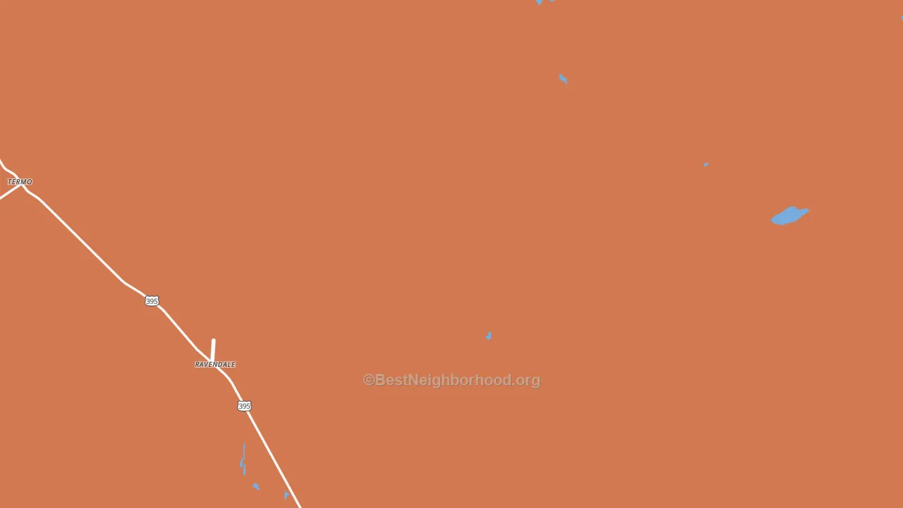 Map of the best neighborhoods in the Ravendale area, with better matches in green and worse matches in red