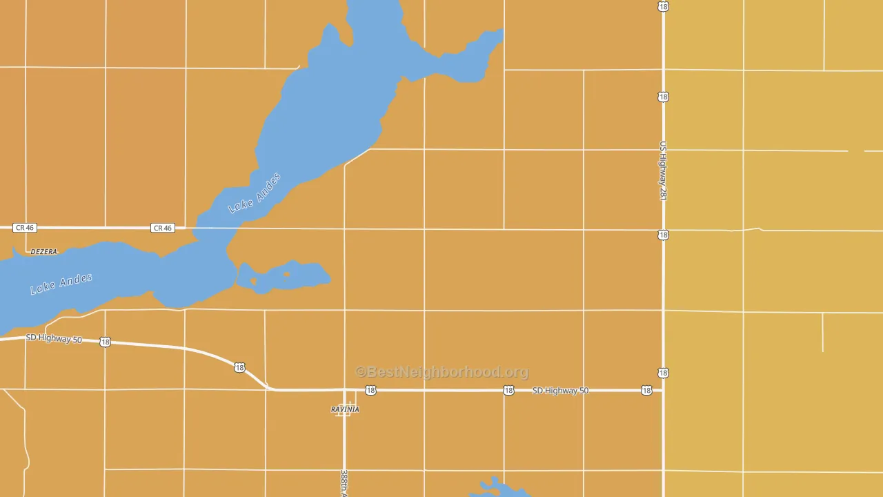 Map of the best neighborhoods in the Ravinia area, with better matches in green and worse matches in red