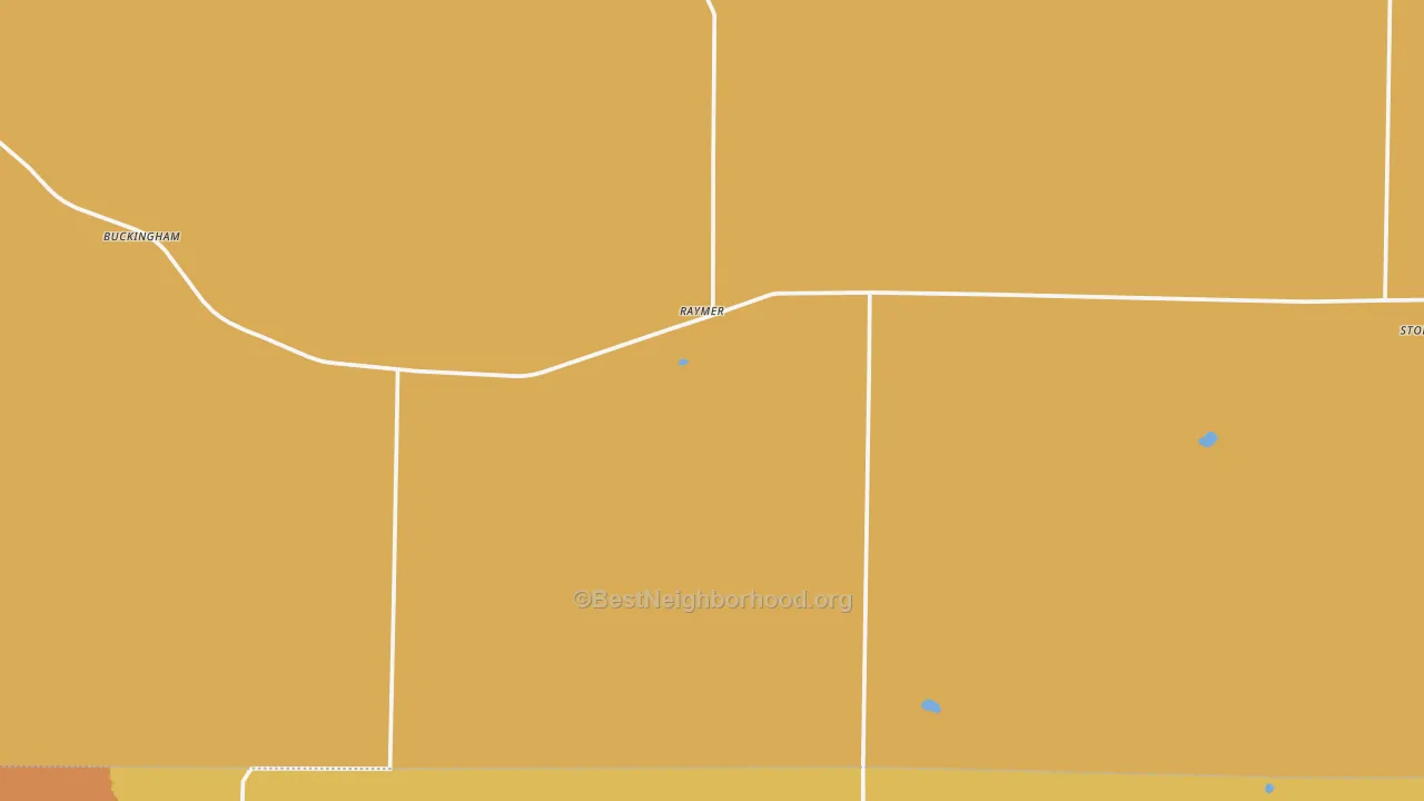 Map of the best neighborhoods in the Raymer area, with better matches in green and worse matches in red