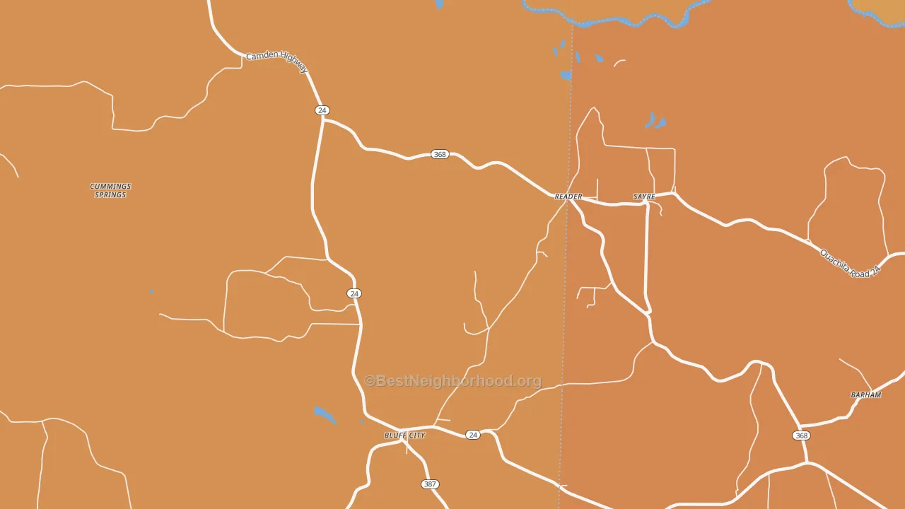 Map of the best neighborhoods in the Reader area, with better matches in green and worse matches in red