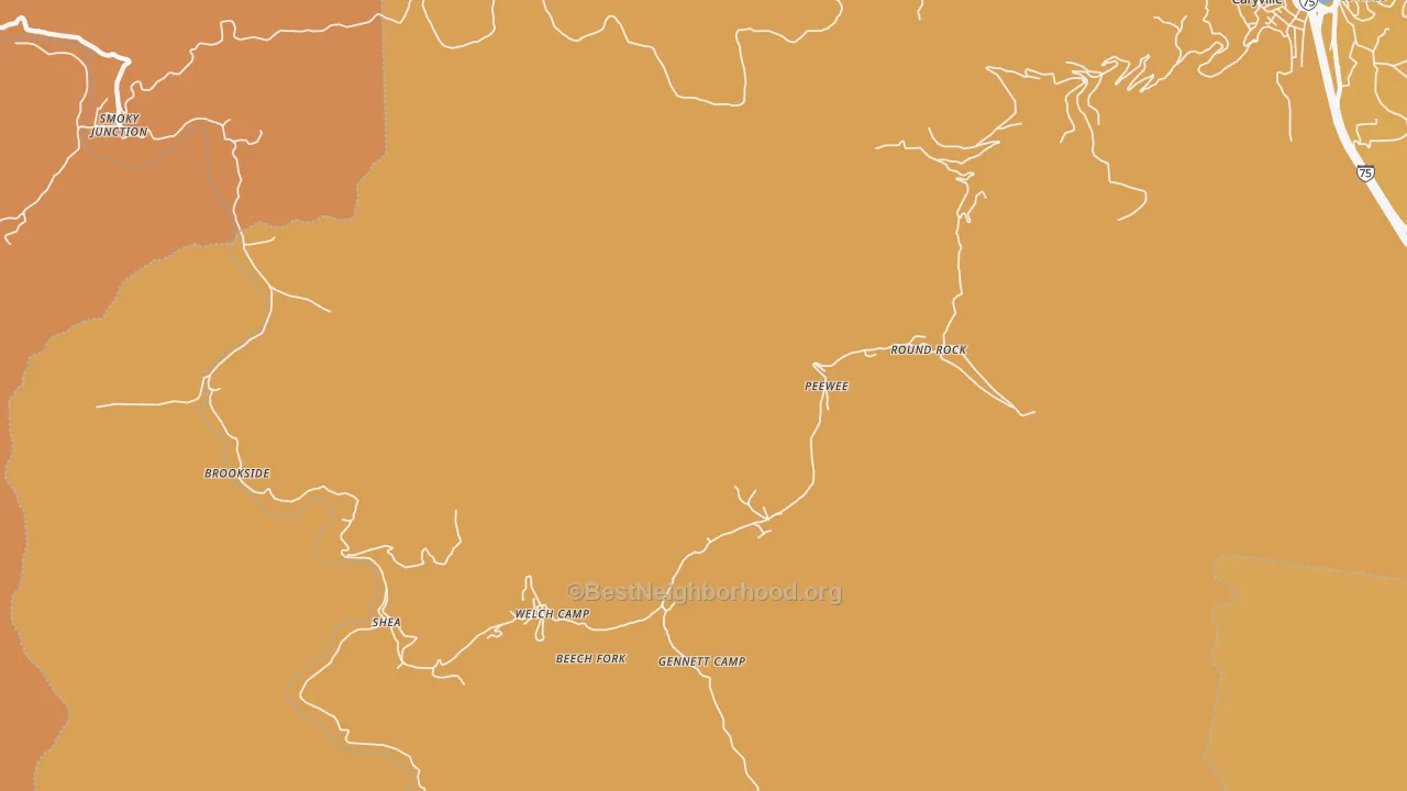 Map of the best neighborhoods in the Red Ash area, with better matches in green and worse matches in red