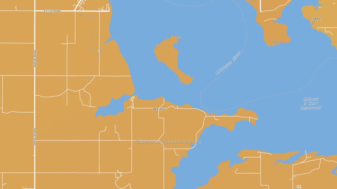 Map of the best neighborhoods in the Red Hill area, with better matches in green and worse matches in red