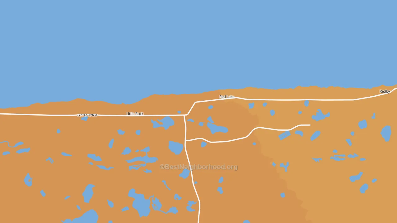 Map of the best neighborhoods in the Red Lake area, with better matches in green and worse matches in red