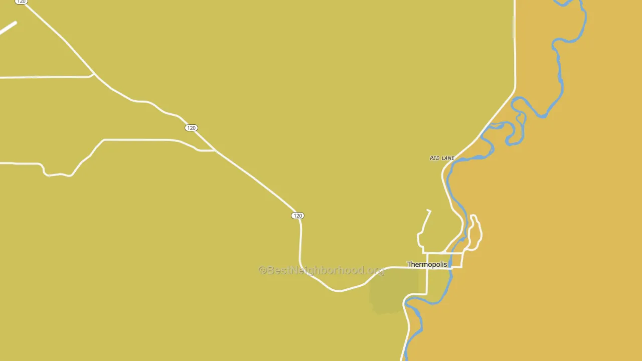Map of the best neighborhoods in the Red Lane area, with better matches in green and worse matches in red