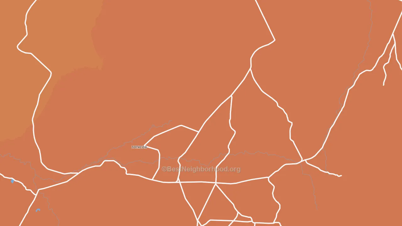 Map of the best neighborhoods in the Red Mesa area, with better matches in green and worse matches in red