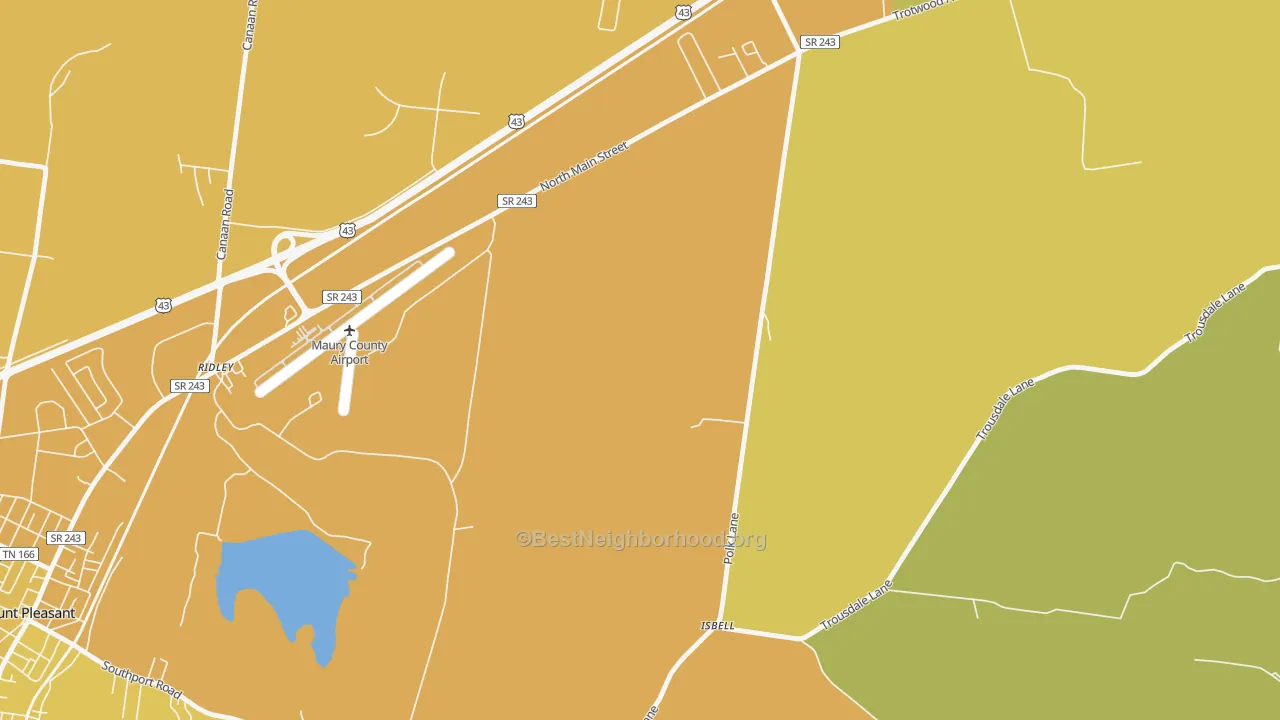Map of the best neighborhoods in the Red Row area, with better matches in green and worse matches in red