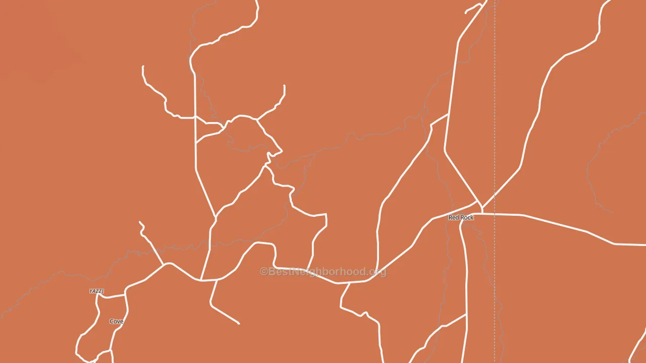 Map of the best neighborhoods in the Red Valley area, with better matches in green and worse matches in red