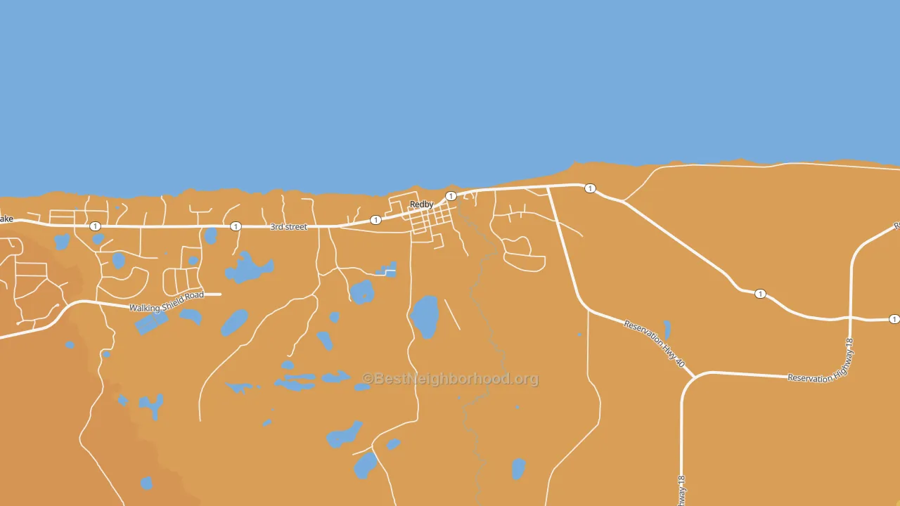 Map of the best neighborhoods in the Redby area, with better matches in green and worse matches in red