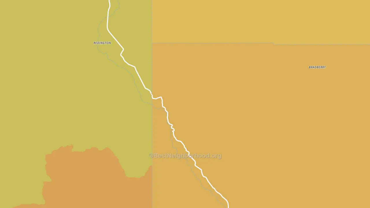 Map of the best neighborhoods in the Redington area, with better matches in green and worse matches in red