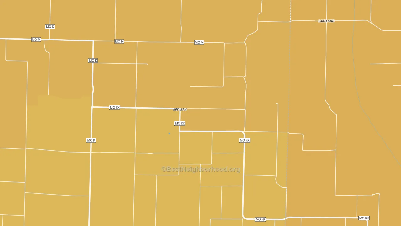 Map of the best neighborhoods in the Redman area, with better matches in green and worse matches in red