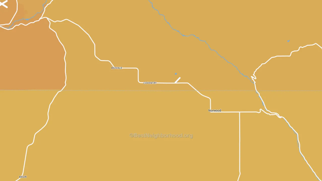 Map of the best neighborhoods in the Redvale area, with better matches in green and worse matches in red