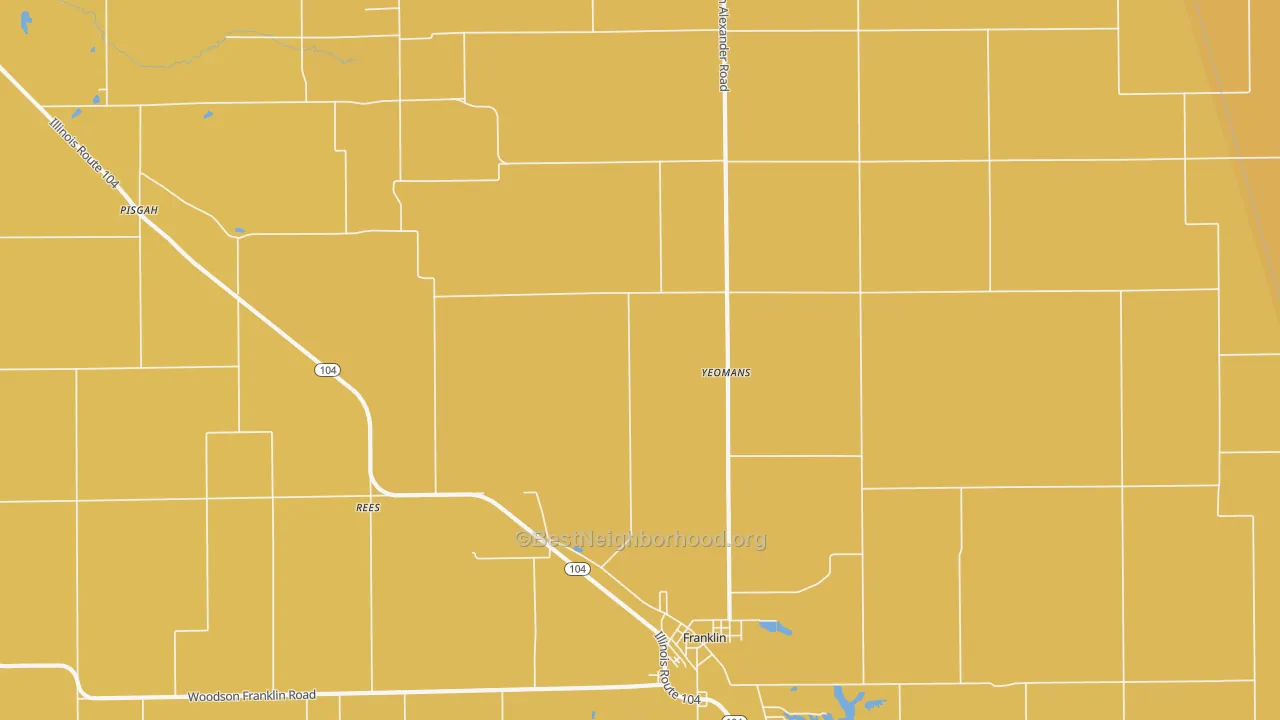 Map of the best neighborhoods in the Rees area, with better matches in green and worse matches in red