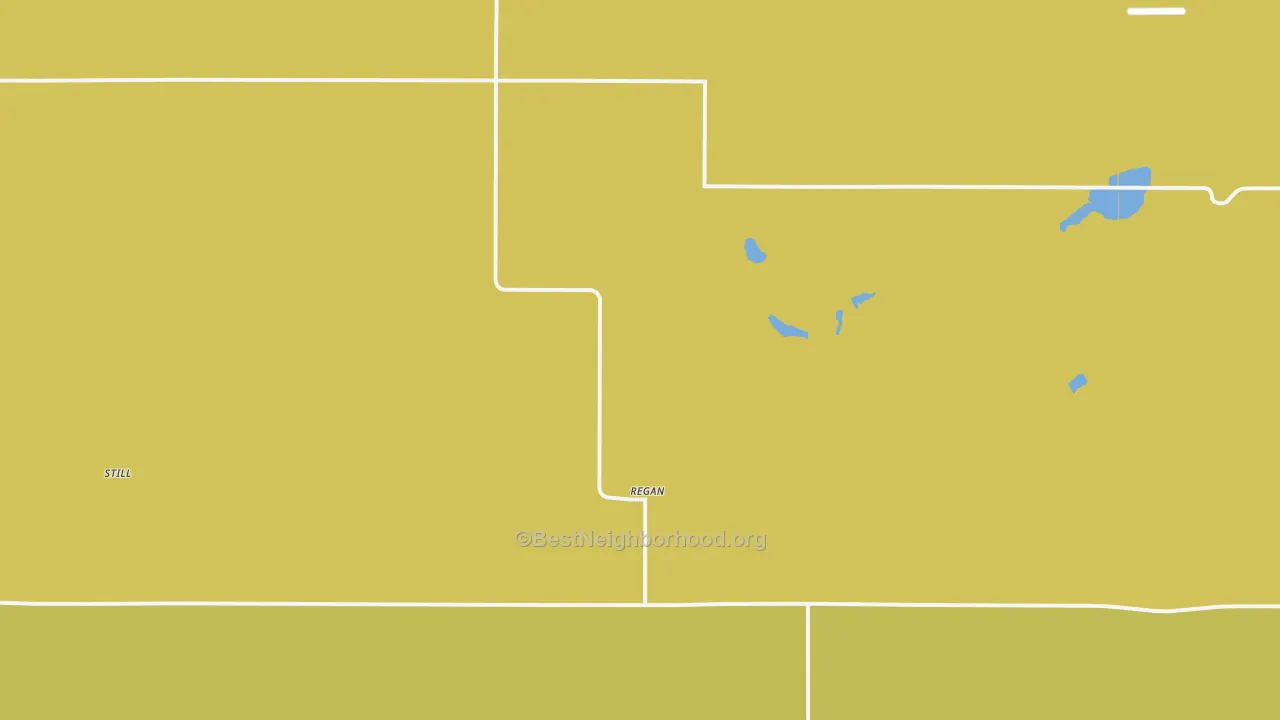 Map of the best neighborhoods in the Regan area, with better matches in green and worse matches in red