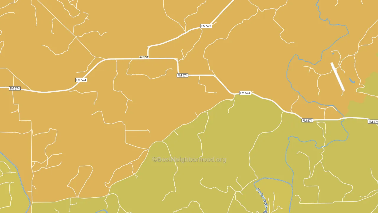 Map of the best neighborhoods in the Regency area, with better matches in green and worse matches in red