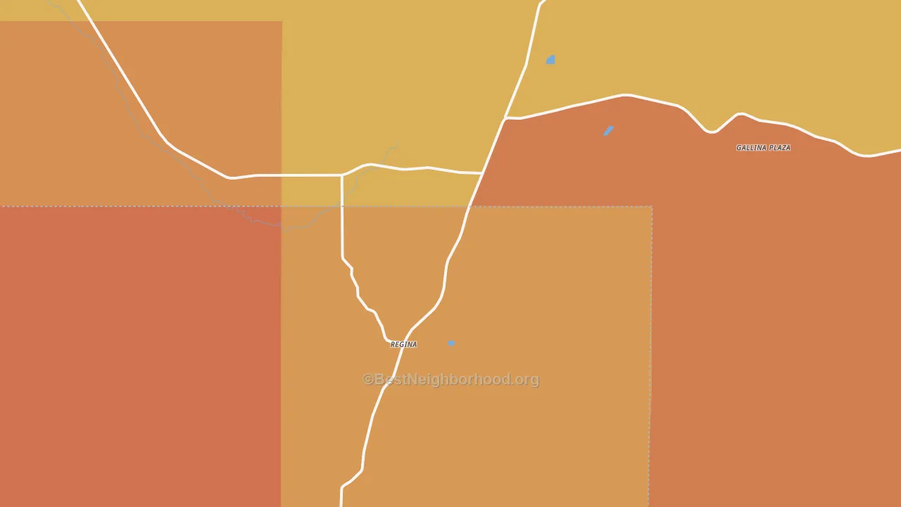 Map of the best neighborhoods in the Regina area, with better matches in green and worse matches in red