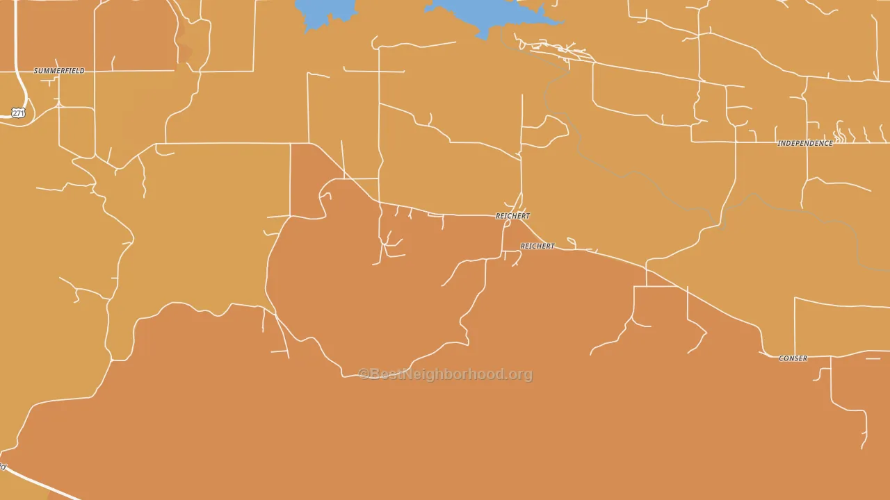 Map of the best neighborhoods in the Reichert area, with better matches in green and worse matches in red
