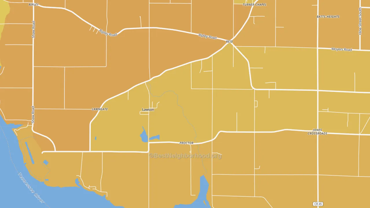 Map of the best neighborhoods in the Reid area, with better matches in green and worse matches in red