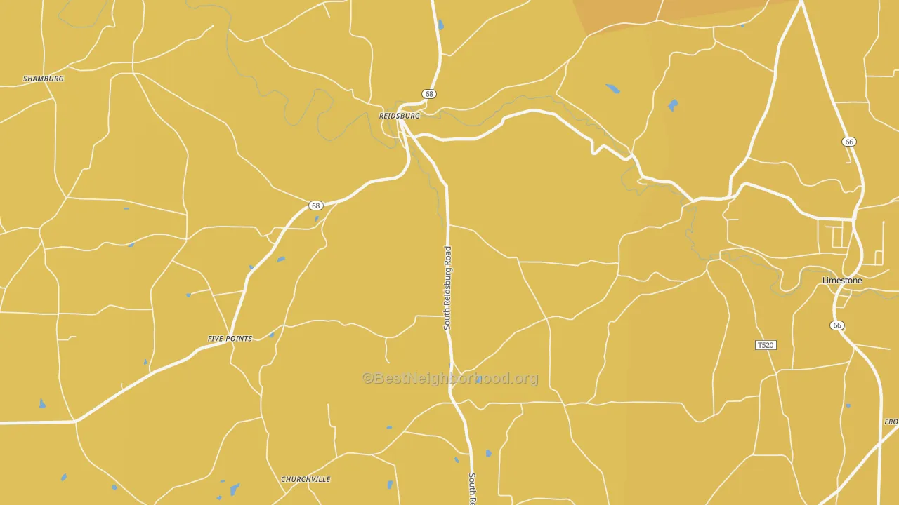 Map of the best neighborhoods in the Reidsburg area, with better matches in green and worse matches in red