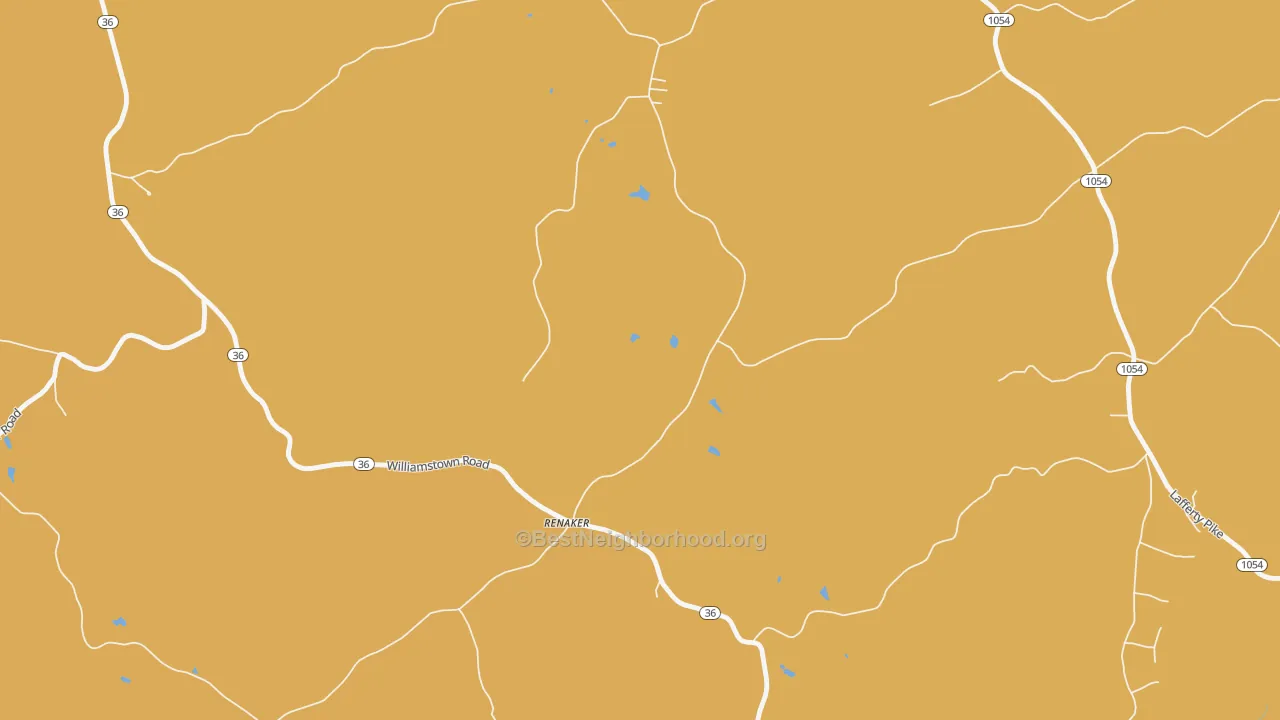Map of the best neighborhoods in the Renaker area, with better matches in green and worse matches in red