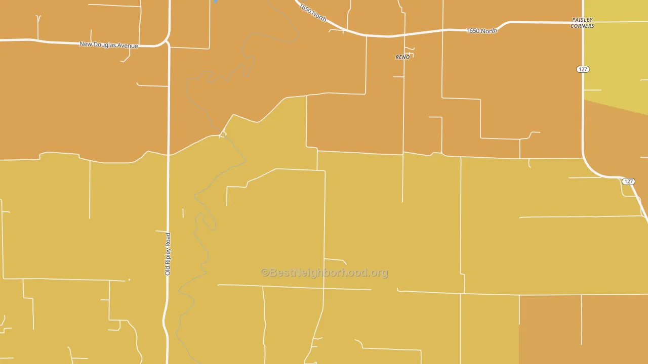 Map of the best neighborhoods in the Reno area, with better matches in green and worse matches in red