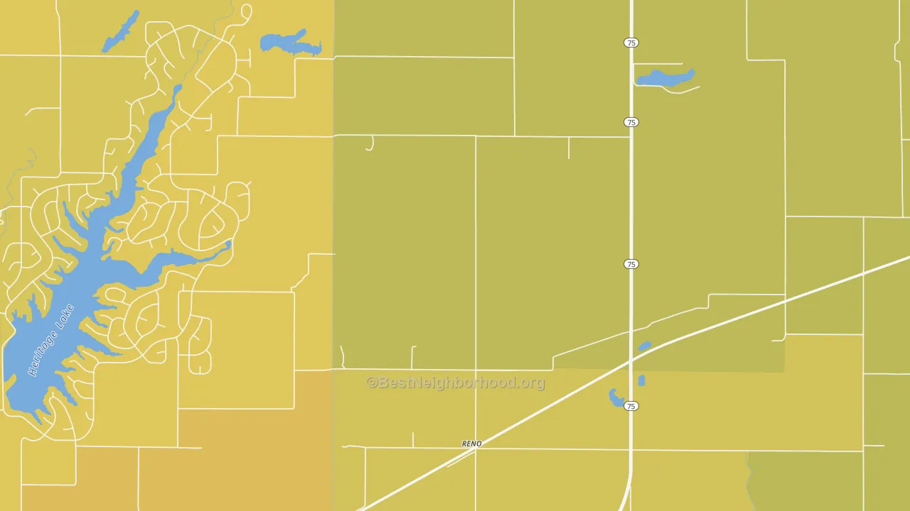 Map of the best neighborhoods in the Reno area, with better matches in green and worse matches in red