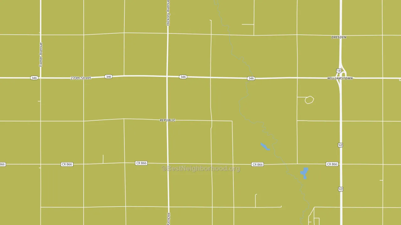 Map of the best neighborhoods in the Republic area, with better matches in green and worse matches in red