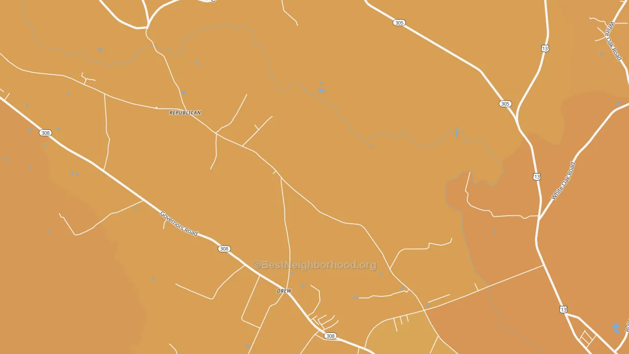 Map of the best neighborhoods in the Republican area, with better matches in green and worse matches in red
