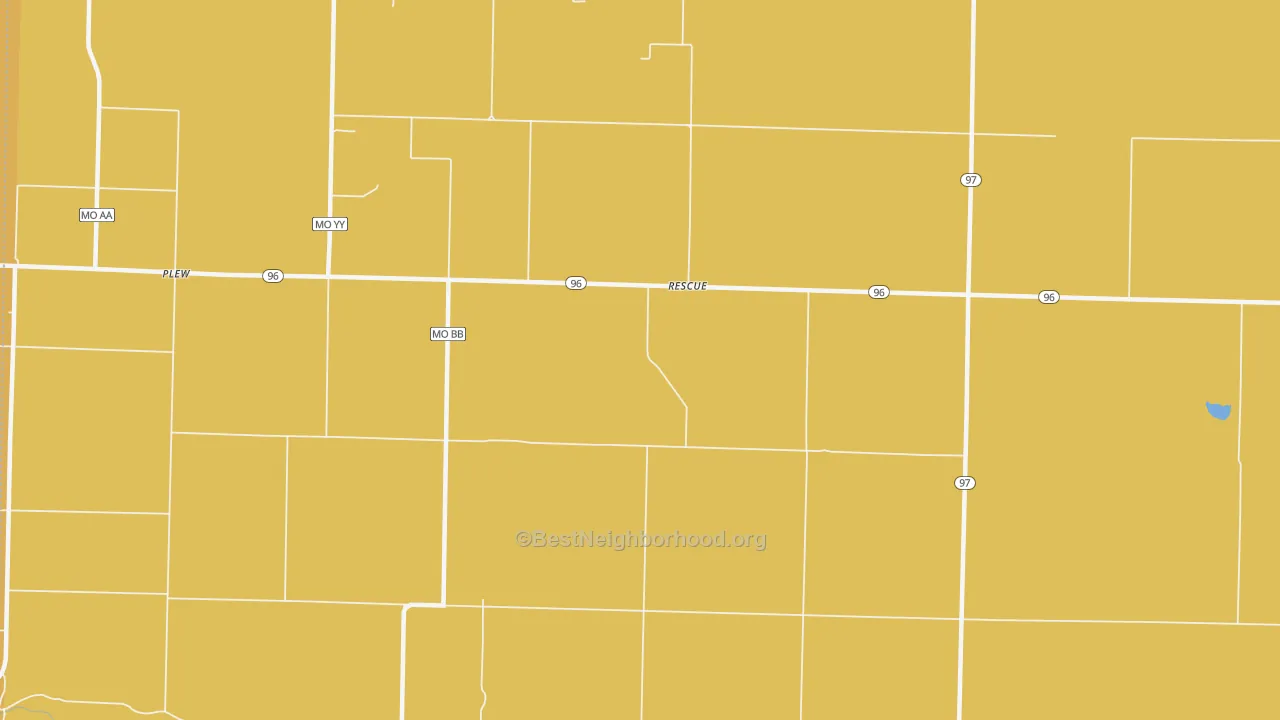Map of the best neighborhoods in the Rescue area, with better matches in green and worse matches in red
