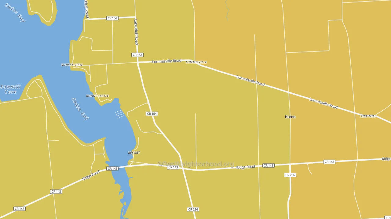 Map of the best neighborhoods in the Resort area, with better matches in green and worse matches in red